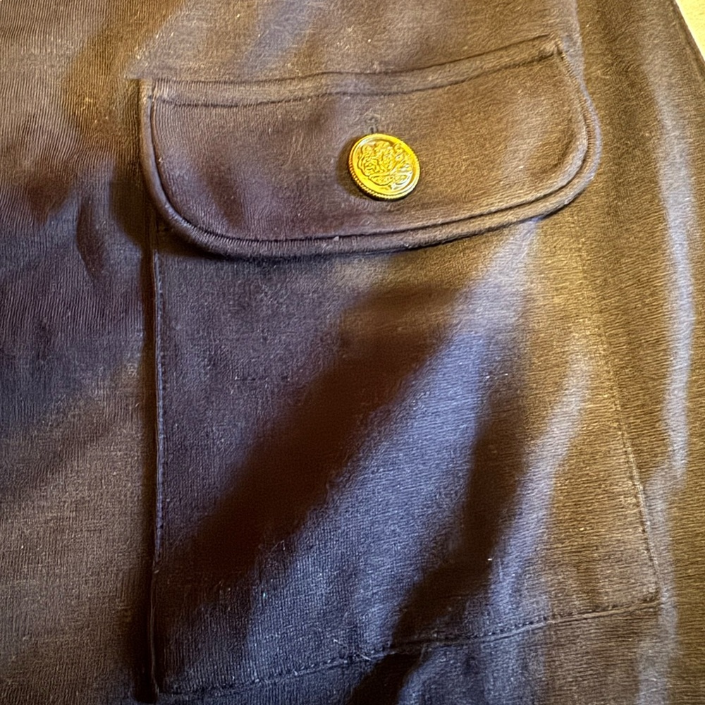 LOFT Black Short-Sleeve Mini Dress with Front Flap Pockets - Picture 6 of 9